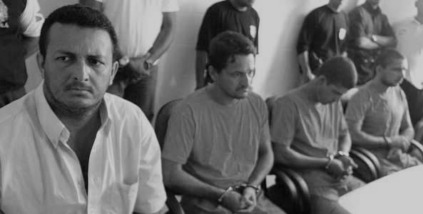 Os réus Vitalmiro Bastos, Amair Cunha, Clodoaldo Batista e Rayfran Sales no julgamento em 2005 (Foto: Comitê Dorothy)