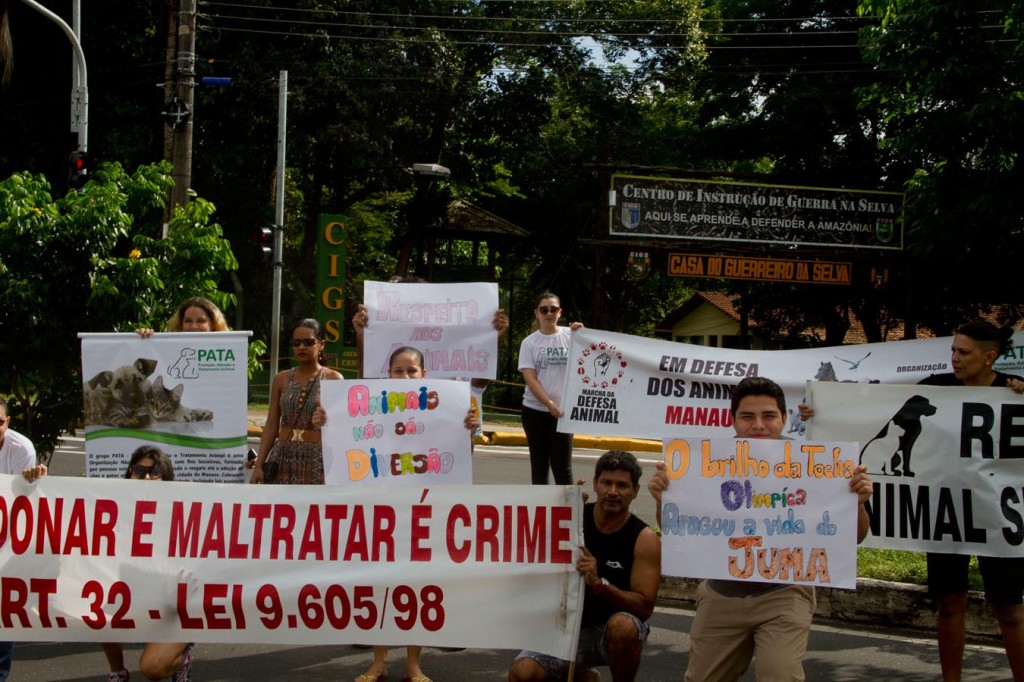 Protesto em repúdio contra a morte da onça Juma em 20166 (Foto: Alberto César Araújo/Amazônia Real)
