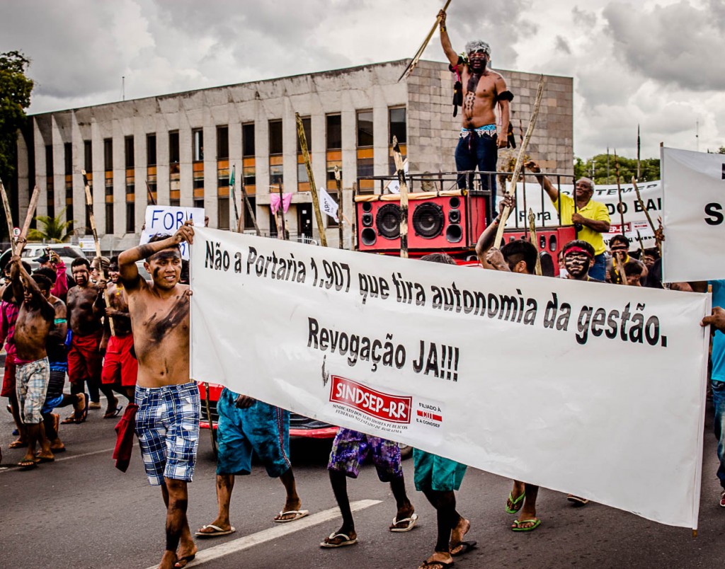 Em Boa Vista (RR), indígenas foram protestar contra o governo Temer em 2016 (Foto: Yolanda Simone Mêne)