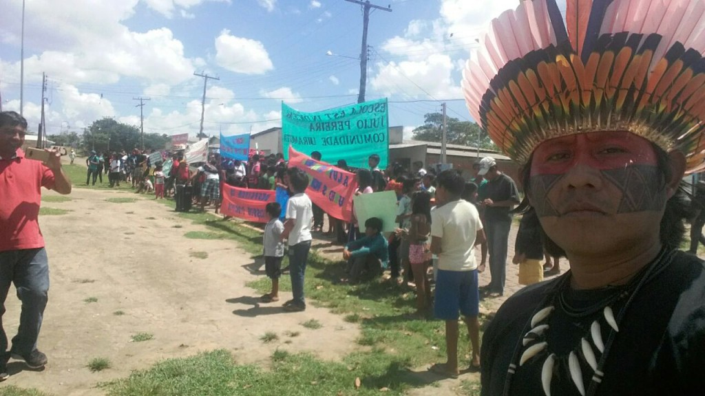 Protesto em Uiramutã, em Roraima (Foto: Enilton Taurepang)