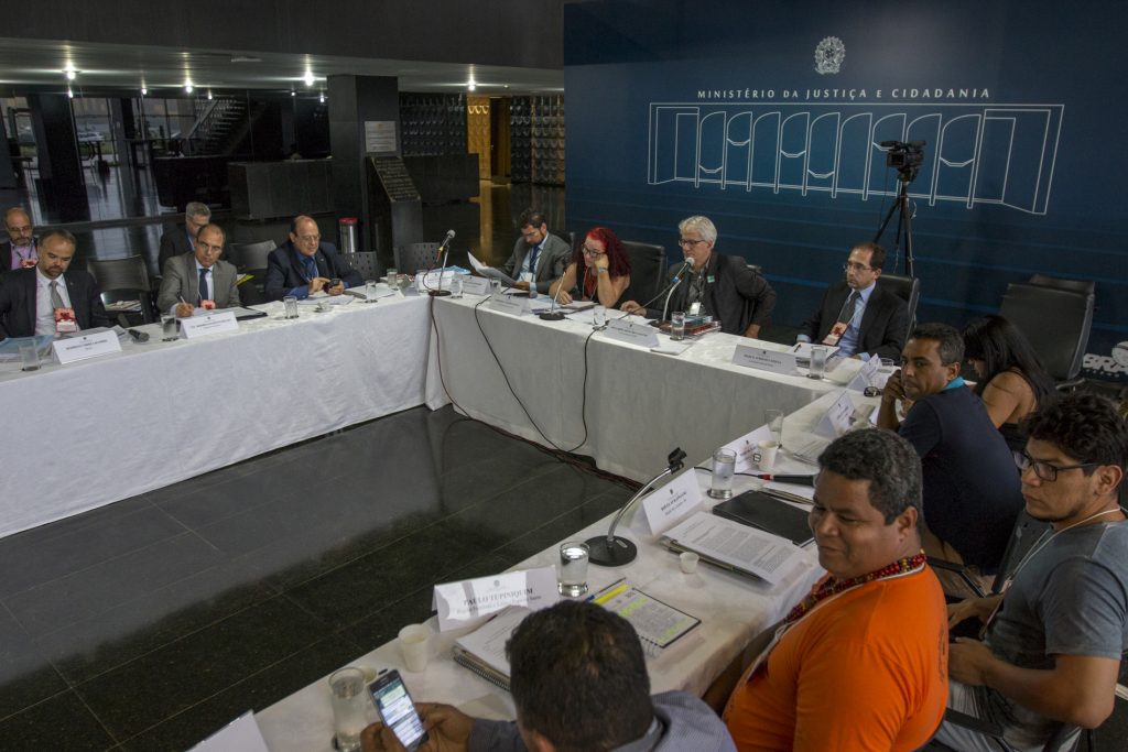 Reunião do Conselho Nacional de Política Indigenista (CNPI) em Brasília, no Ministério da Justiça (Foto: Ana Mendes/Amazônia Real)