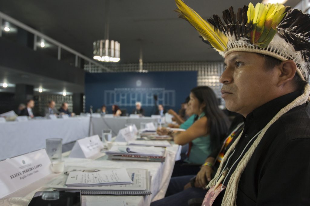 Reunião do Conselho Nacional de Política Indigenista (CNPI) em Brasília, no Ministério da Justiça (Foto: Ana Mendes/Amazônia Real). 