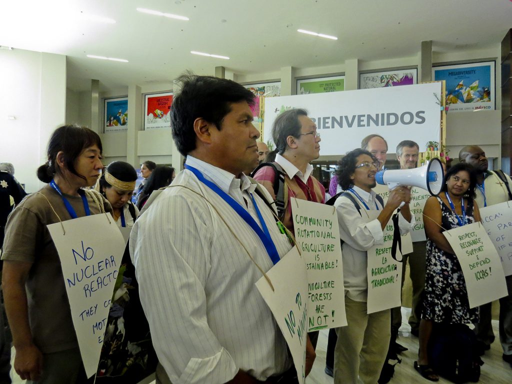 Indígenas protestam durante a COP13, em Cancún, México (Foto: Elaíze Farias)