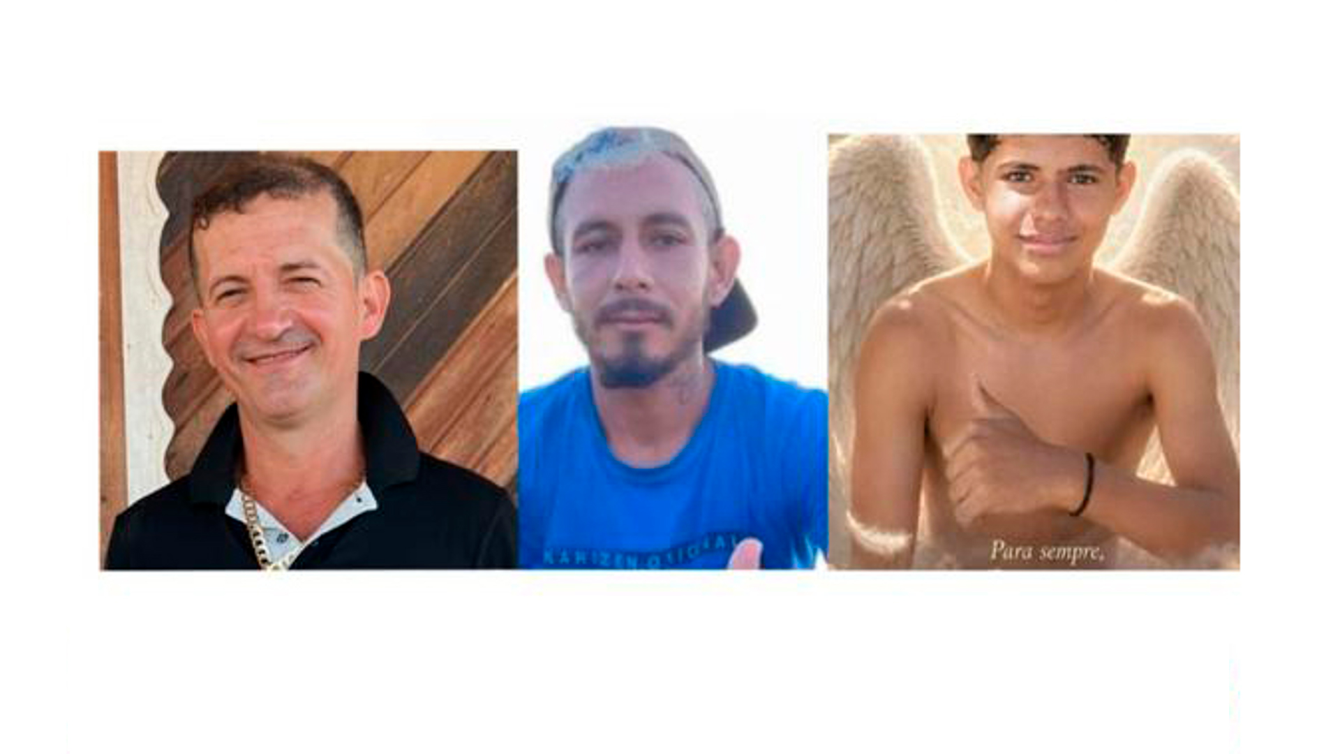 Retratos das vítimas: Josias Albuquerque de Oliveira, de 45 anos; o trabalhador rural Antônio Renato, de 32 anos, e Arthur Henrique Ferreira Said, de apenas 14 anos. Eles foram assassinados por pistoleiros, entre os municípios de Lábrea e Boca do Acre. (Fotos Reprodução redes sociais).