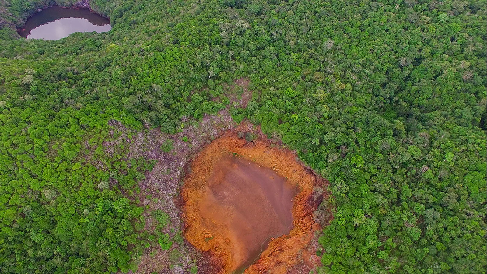 Lago do Dragão e Lago do Nióbio na Reserva Biológica Morro dos Seis Lagos, de nível Estadual, localizados em São Gabriel da Cachoeira (AM) (Foto: Gustavo Ganzaroli Mahé/ Creative Common-4.0).

